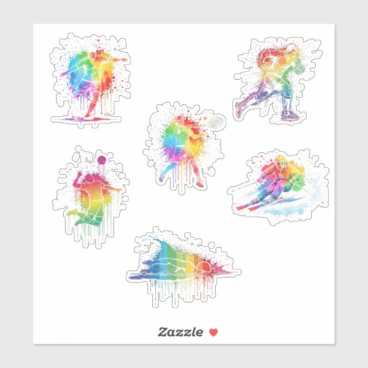 Rainbow Watercolor Winter Sports Sticker (Vel)