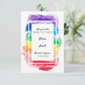 Rainbow Watercolors Collectie Save The Date Kaart (Staand voorkant)