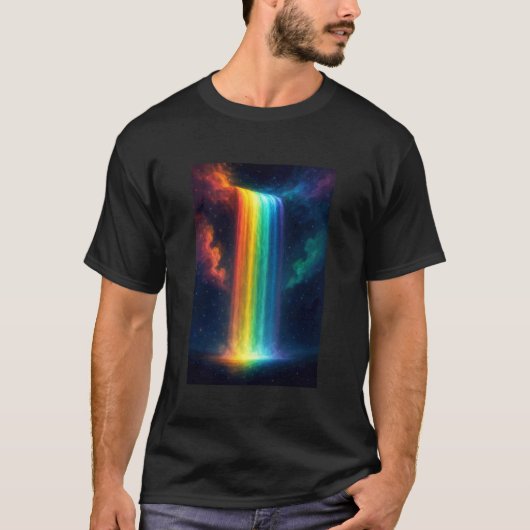 Rainbow Waterfall at Night Fantasy Landscape Dream T-shirt (Voorkant)