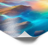 Rainbow waterfall landscape foto afdruk (Hoek)