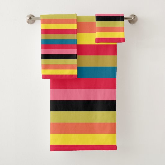 Rainbow Waterfall Stripes Bath Towel Set Bad Handdoek (Insitu)