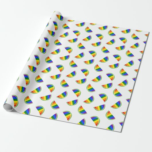 Rainbow Watermelon Pattern Cadeaupapier (Uitgerold)