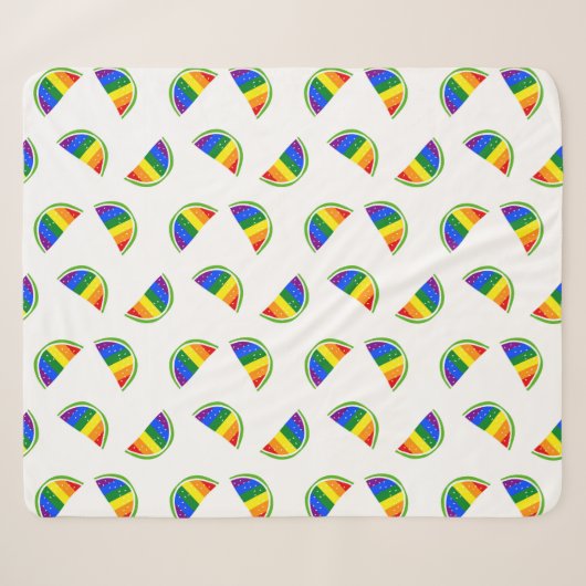 Rainbow Watermelon Pattern Sherpa Deken (Voorkant (horizontaal))