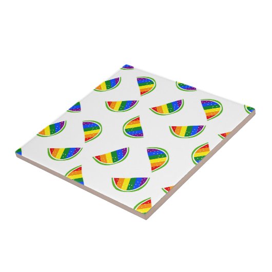 Rainbow Watermelon Pattern Tegeltje (Zijkant)