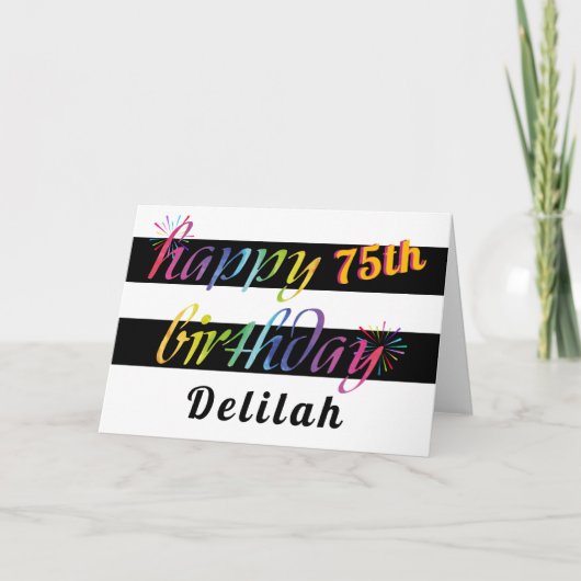 Rainbow Waterverf 75th of een verjaardagsgroet Kaart (Voorkant)