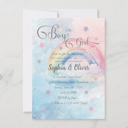 Rainbow Waterverf Abstract Geslacht onthullen Kaart (Voorkant)