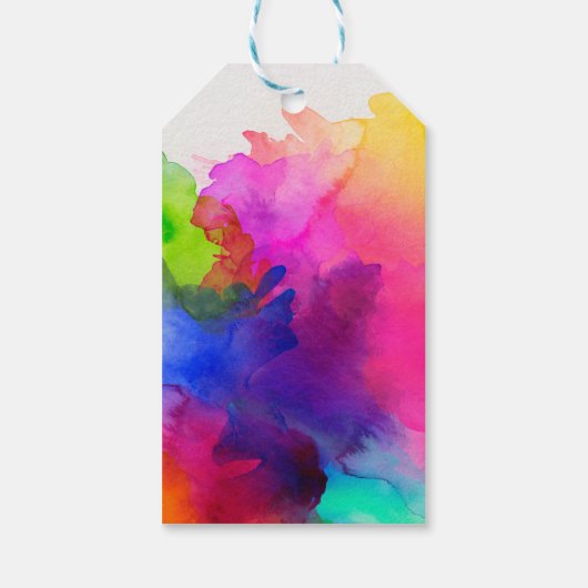 Rainbow Waterverf Abstracte naam Monogram Cadeaulabel (Achterkant)