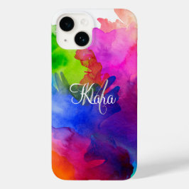 Rainbow Waterverf Abstracte naam Monogram Case-Mate iPhone 14 Hoesje