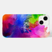 Rainbow Waterverf Abstracte naam Monogram Case-Mate iPhone Case (Achterkant (horizontaal))