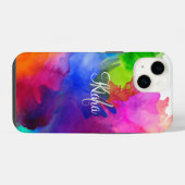 Rainbow Waterverf Abstracte naam Monogram iPhone Hoesje (Achterkant horizontaal)