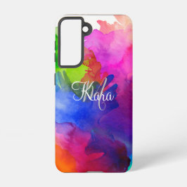 Rainbow Waterverf Abstracte naam Monogram Samsung Galaxy Hoesje