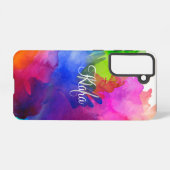 Rainbow Waterverf Abstracte naam Monogram Samsung Galaxy Hoesje (Achterkant horizontaal)