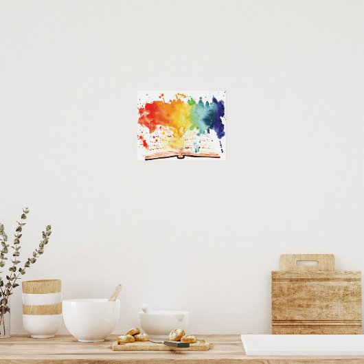 Rainbow Waterverf Artwork Book Nook Poster (Keuken)