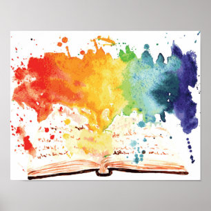 Rainbow Waterverf Artwork Book Nook Poster