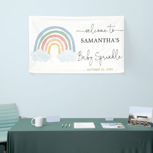Rainbow waterverf baby sprinkle achtergrond banner (Beurs)