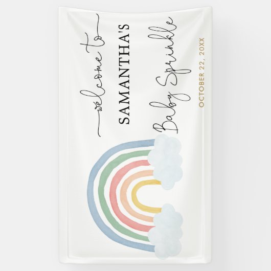Rainbow waterverf baby sprinkle achtergrond banner (Verticaal)