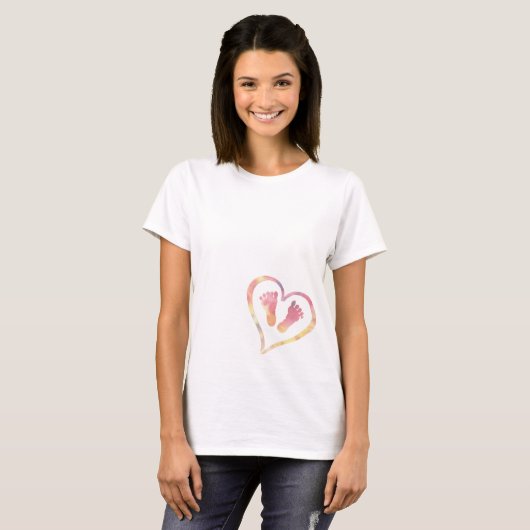 Rainbow Waterverf Baby Voetmoederschap T-shirt (Voorkant volledig)