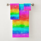 Rainbow Waterverf Bath Towel Set Bad Handdoek (Insitu)