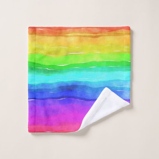 Rainbow Waterverf Bath Towel Set Bad Handdoek (Wasdoekje)