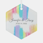 Rainbow Waterverf Beauful Weddenschap Kerstmis Glas Ornament (Voorkant)