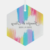 Rainbow Waterverf Beauful Weddenschap Kerstmis Glas Ornament (Achterkant)