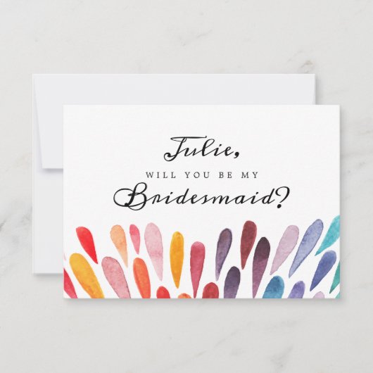 Rainbow Waterverf bruidsmeisje Kaart (Voorkant)