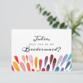 Rainbow Waterverf bruidsmeisje Kaart (Staand voorkant)