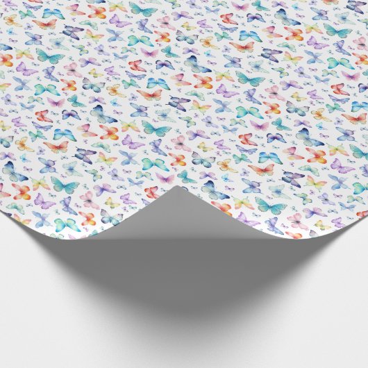 Rainbow Waterverf Butterfly Wrapping Paper Cadeaupapier (Hoek)