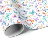 Rainbow Waterverf Butterfly Wrapping Paper Cadeaupapier (Rol Hoek)
