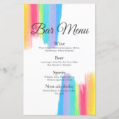 Rainbow Waterverf Chic LGBTQ Wedding Drinken Menu (Voorkant)