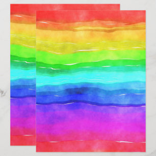 Rainbow Waterverf Colorful Scrapbook Paper