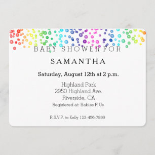 Rainbow Waterverf Confetti baby shower Kaart