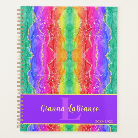 Rainbow Waterverf Crystal Edelsteen Ontwerp Planner (Voorkant)