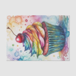 Rainbow Waterverf Cupcake Decoupage Tissuepapier