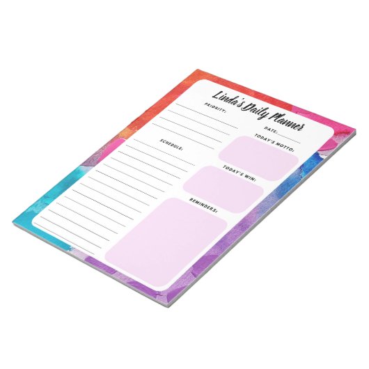 Rainbow-Waterverf dagelijkse naar-uitvoerlijstlapt Notitieblok (Schuin)