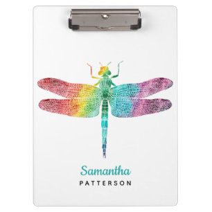 Rainbow Waterverf Dragonfly - Gepersonaliseerde Fe Klembord