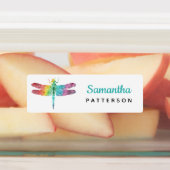 Rainbow Waterverf Dragonfly Gepersonaliseerde Kind Labels (Aangebracht)