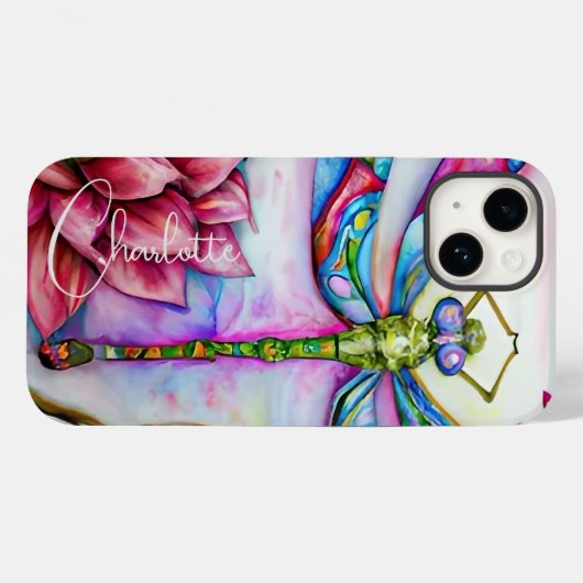 Rainbow Waterverf Dragonfly, personaliseren Case-Mate iPhone Case (Achterkant (horizontaal))