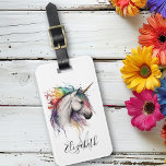 Rainbow Waterverf eenhoorn monogram Bagagelabel<br><div class="desc">Dit ontwerp is gemaakt met behulp van digitale kunst. Het kan in het gebied worden aangepast door de klik aan te passen en de naam, initialen of woorden aan te passen. U kunt de tekstkleur en de stijl ook veranderen of de tekst voor een slechts ontwerp van het afbeelding schrappen....</div>