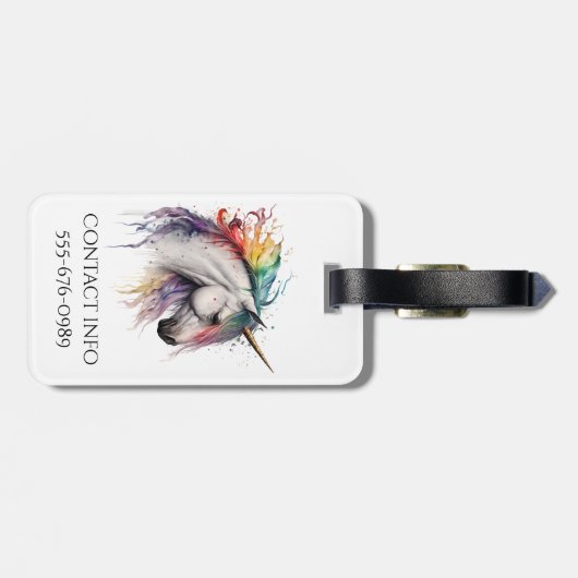 Rainbow Waterverf eenhoorn monogram Bagagelabel (Achterkant horizontaal)