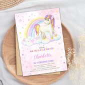 Rainbow Waterverf eenhoorn verjaardagsuitnodiging Kaart