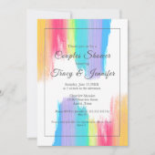 Rainbow Waterverf Elegant LGBT Couples Shower Kaart (Voorkant)