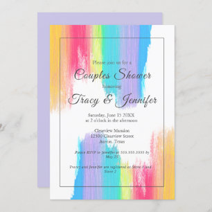 Rainbow Waterverf Elegant LGBT Couples Shower Kaart