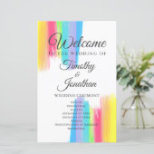 Rainbow Waterverf Elegant LGBT Wedding Programme (Staand voorkant)