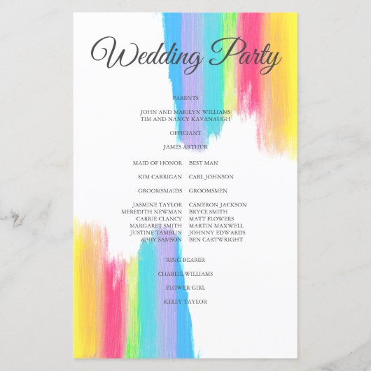 Rainbow Waterverf Elegant LGBT Wedding Programme (Achterkant)