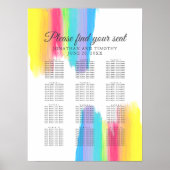 Rainbow Waterverf Elegant Wedding Seding Chart Poster (Voorkant)