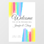 Rainbow Waterverf Elegant Welkom bij ons huwelijk Raamsticker (Vel)