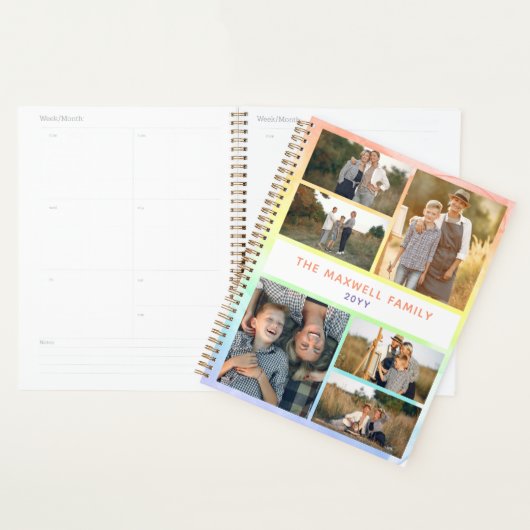 Rainbow Waterverf Family Photo Collage Planner (Display)