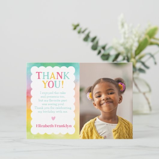 Rainbow Waterverf Foto Custom Kinder Bedankkaart