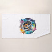 Rainbow Waterverf Galaxy Astronaut Dachshund Badhanddoek (Badhanddoek)